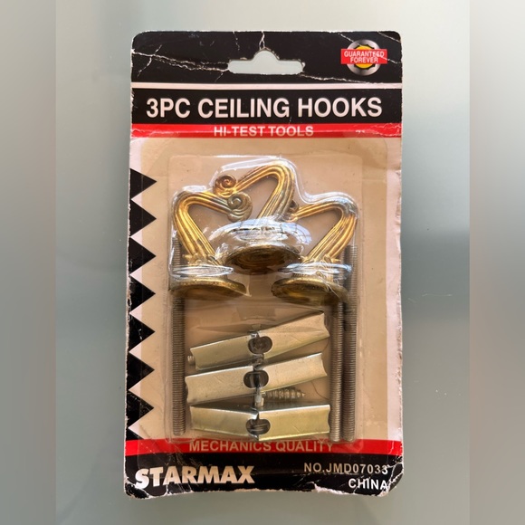 Set of 3 brass color Ceiling Hooks for Hanging Plant Heavy Duty Swag Toggle Hook - Picture 3 of 3
